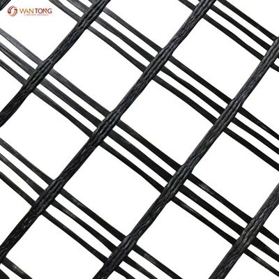 Solidificazione del letto stradale Griglia biassiale in poliestere Geogrid realizzata in giallo con materiale PET da 80-80