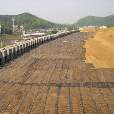 Basso Nero 220kN PP HDPE geogrid uniaxiale per il rinforzo di pareti di sostegno e strade 50m