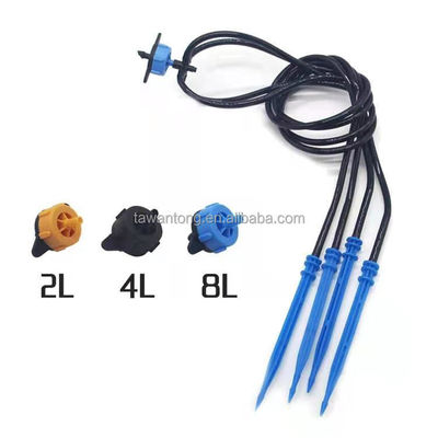 Sistema di irrigazione per l'agricoltura 4L/8L 2 Pegs resistente con tubi in PVC nero a goccia